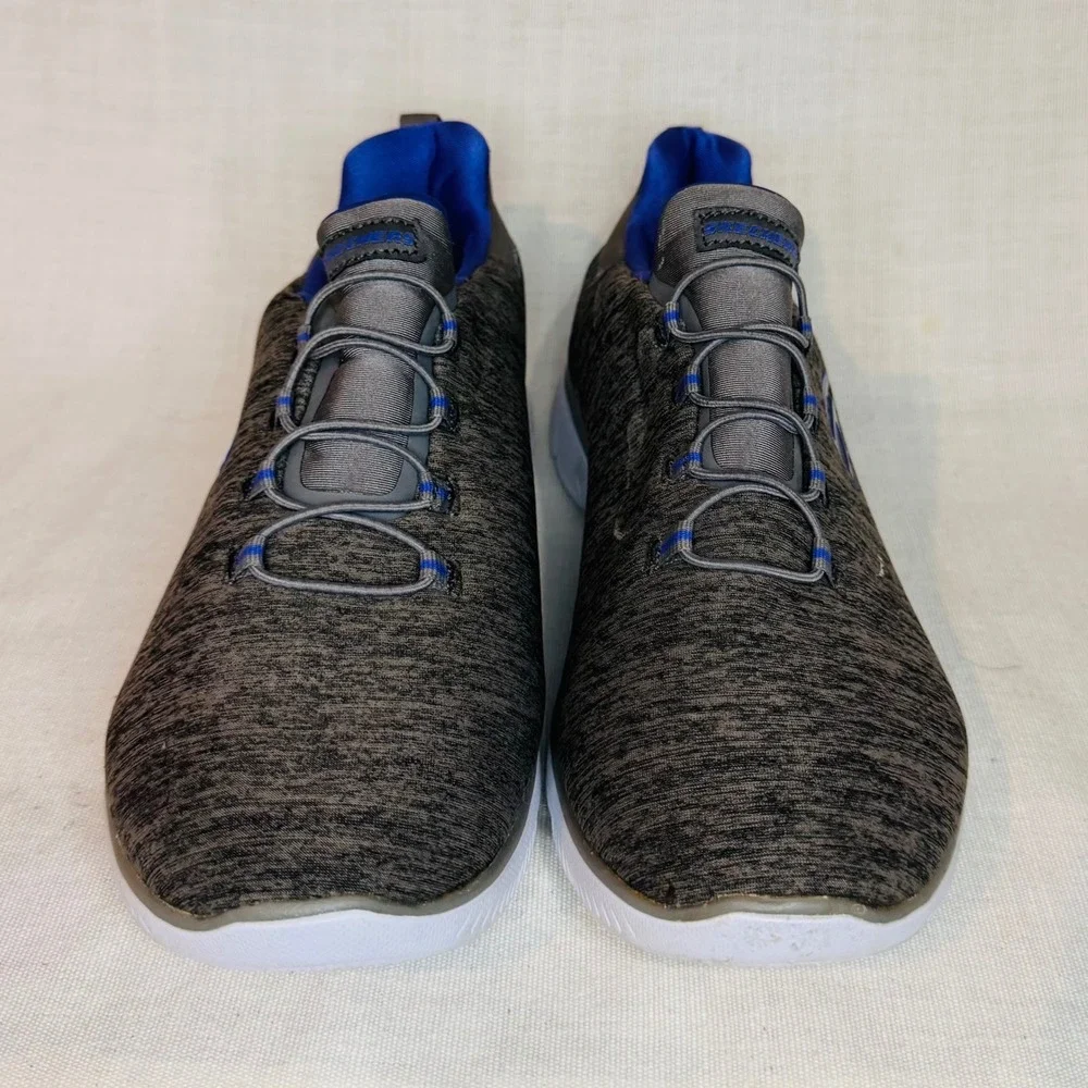 Skechers Summits Wide Fit Womens Charcoal Grey Blue Memory Foam Slip On Sneakers